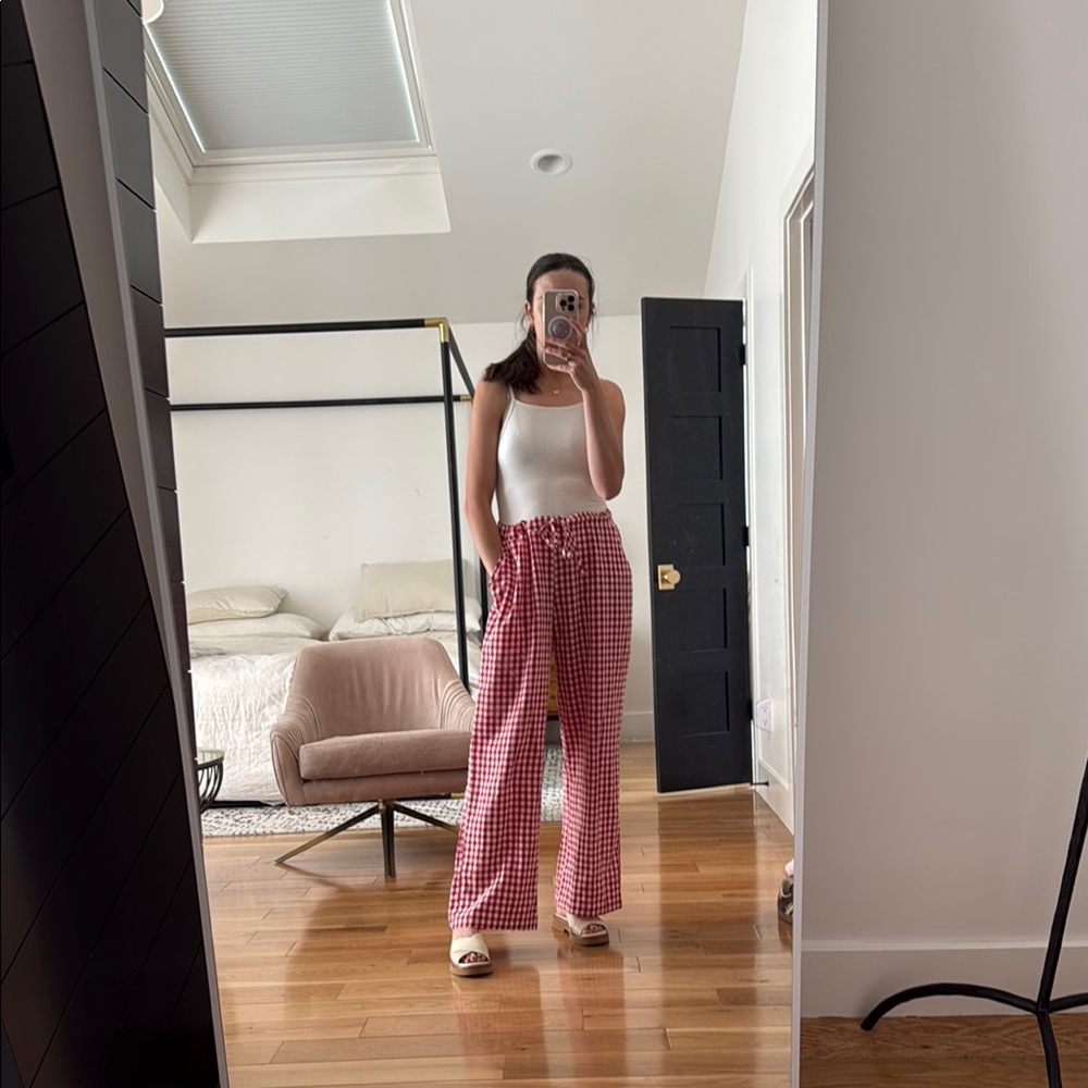 Sonderhaus Women's Red Checkered Pants